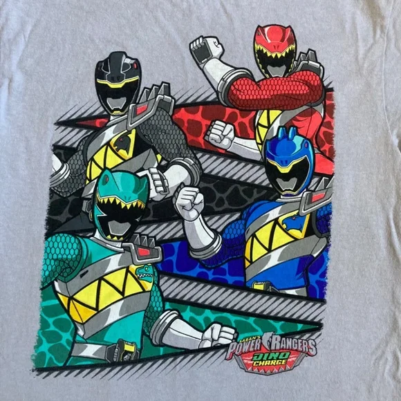 Boys Power Rangers Dino Charge Gray T Shirt Sz 7 - Picture 3 of 3